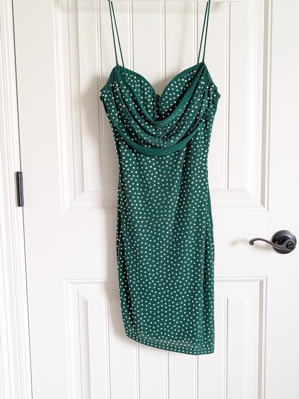 Jolie Paris Green/Clear Rhinestone Embellishmed Mini Dress Size Medium
